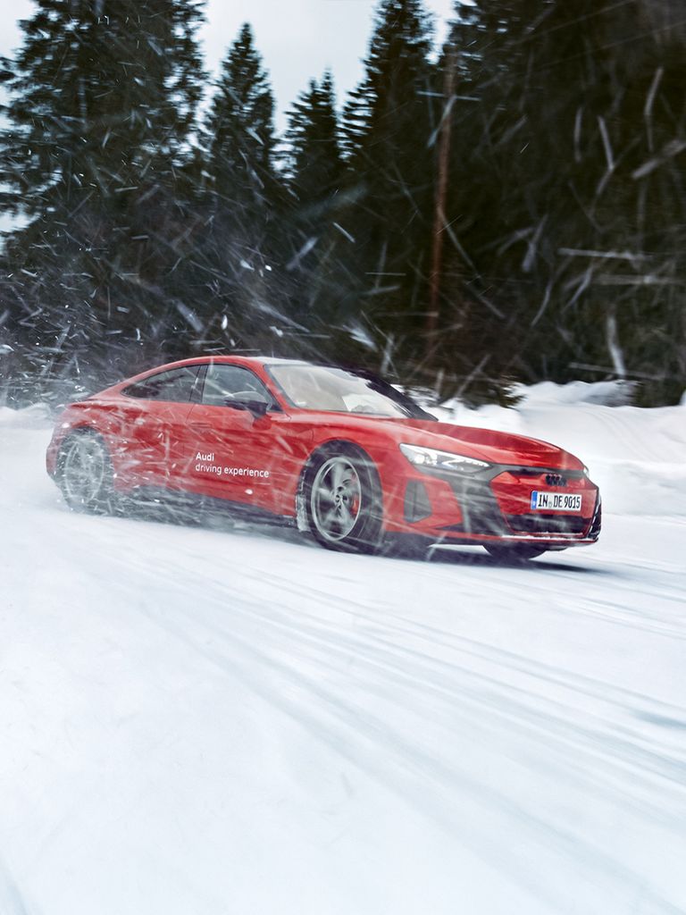 The Audi RS e-tron GT drifting.