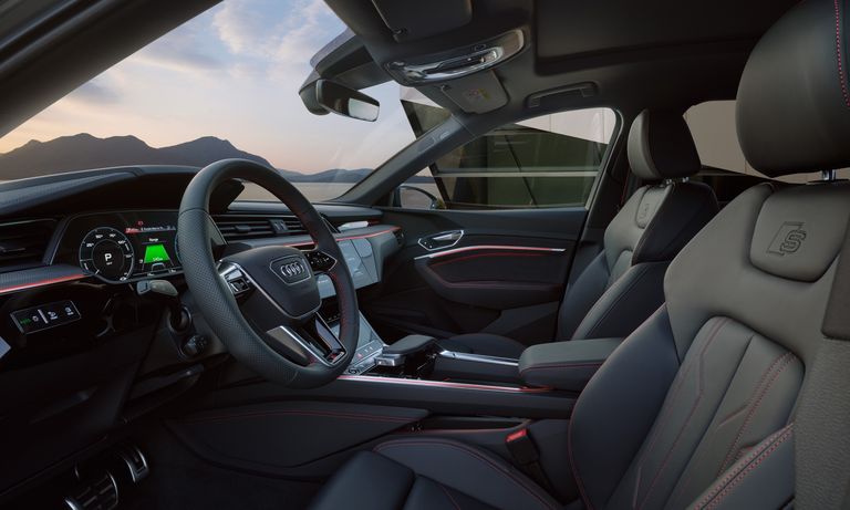 View of the interior of the Audi Q8 e-tron.