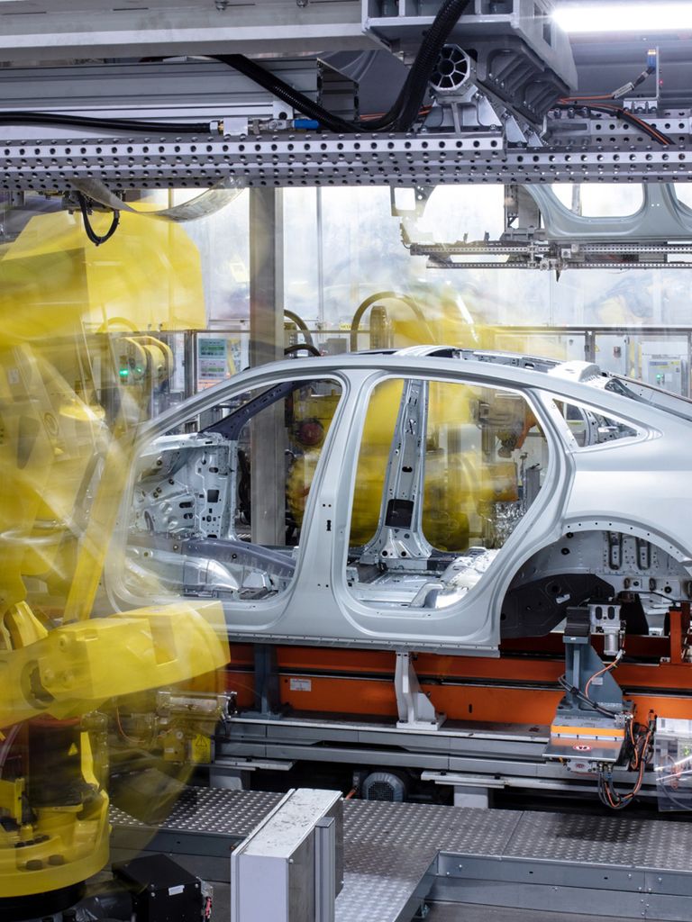 A bodyshell in production.